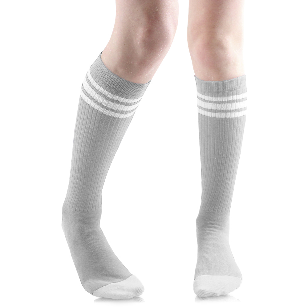 Gray with White Stripes Tube SocksTS4